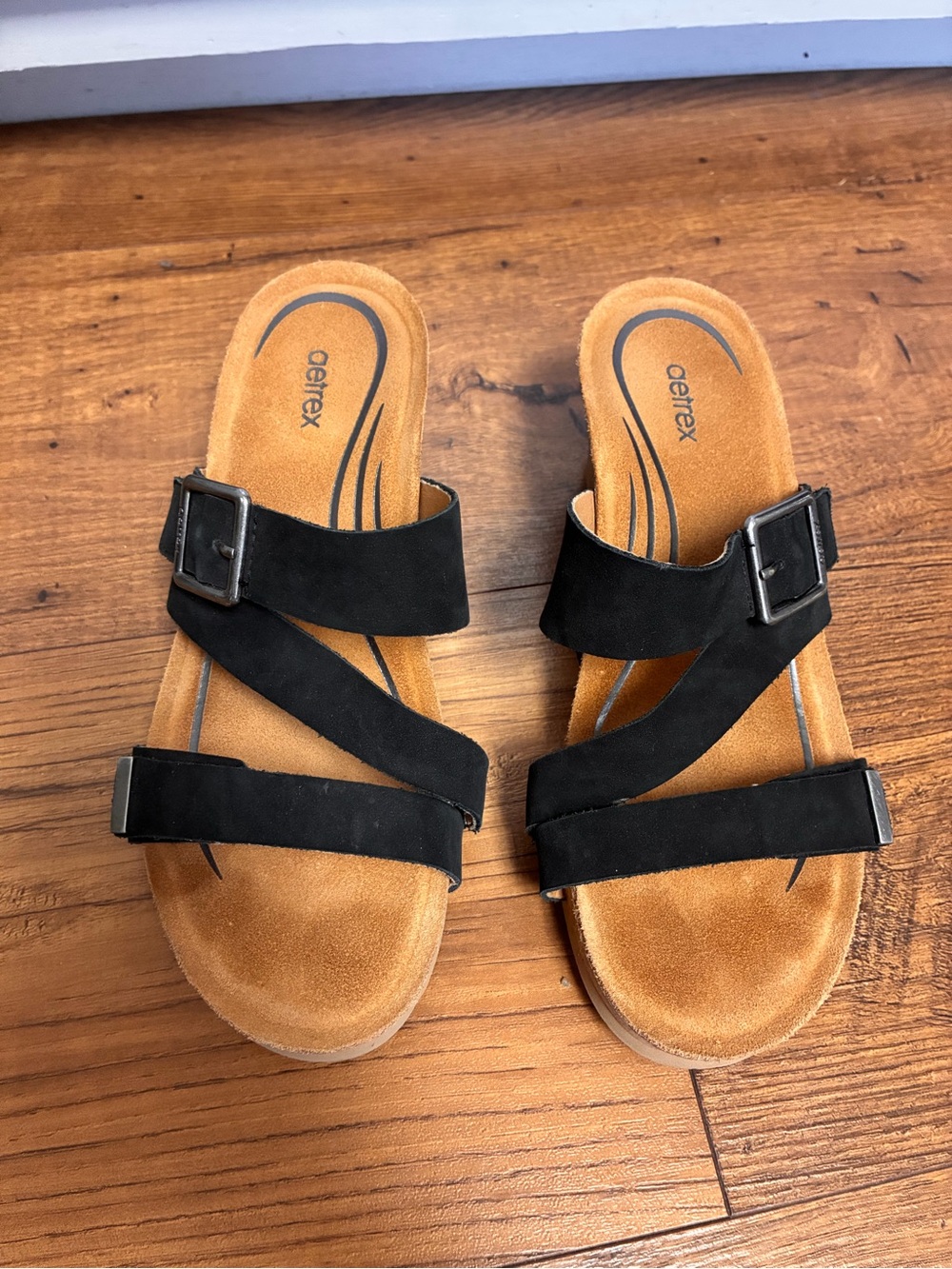 Aetrex Women's Kimmy Arch Support Wedge Sandals 37/7 - Picture 2 of 6